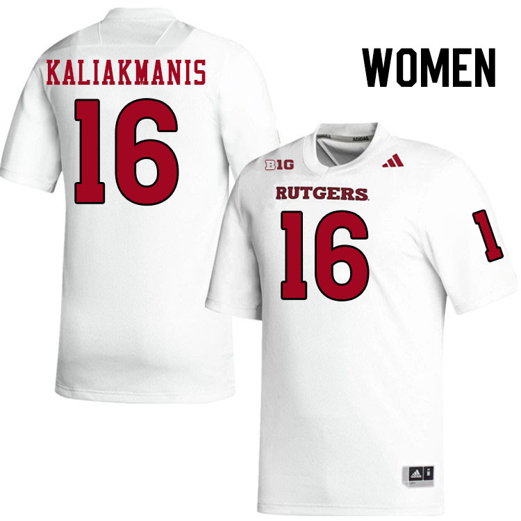 Women #16 Athan Kaliakmanis Rutgers Scarlet Knights 2024 College Football Jerseys Stitched-White